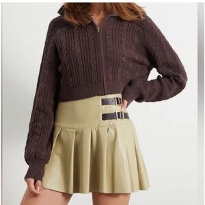 WeWoreWhat vegan leather pleated skirt